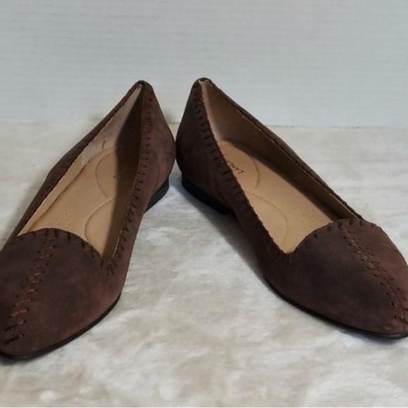 Lands End Chocolate Suede Stitched Flats - Picture 4 of 9